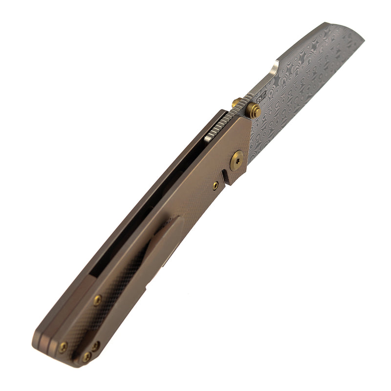 KANSEPT Contra | Thumb Stubs | Bronze Anodized Titanium with Diamond Pattern | 3.25" Damascus | Nathan Contra Design | K1139A4