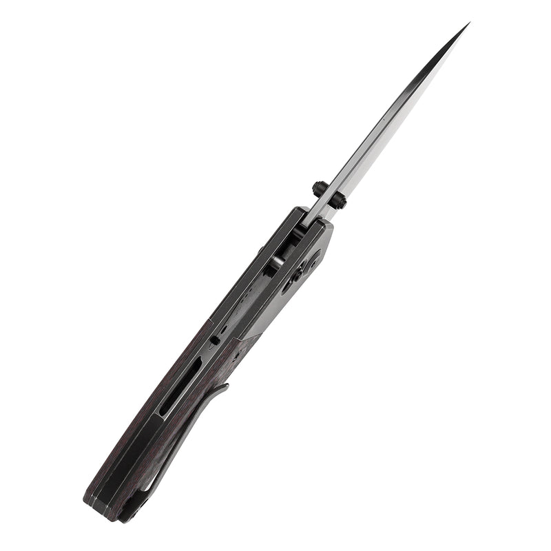 KANSEPT Dako Cross Bar Lock Blackwash Titanium with Purple Haze Fatcarbon Handle (3.19" Mirror DLC CPM S35VN Blade) with Eddy M Design-K1101V3