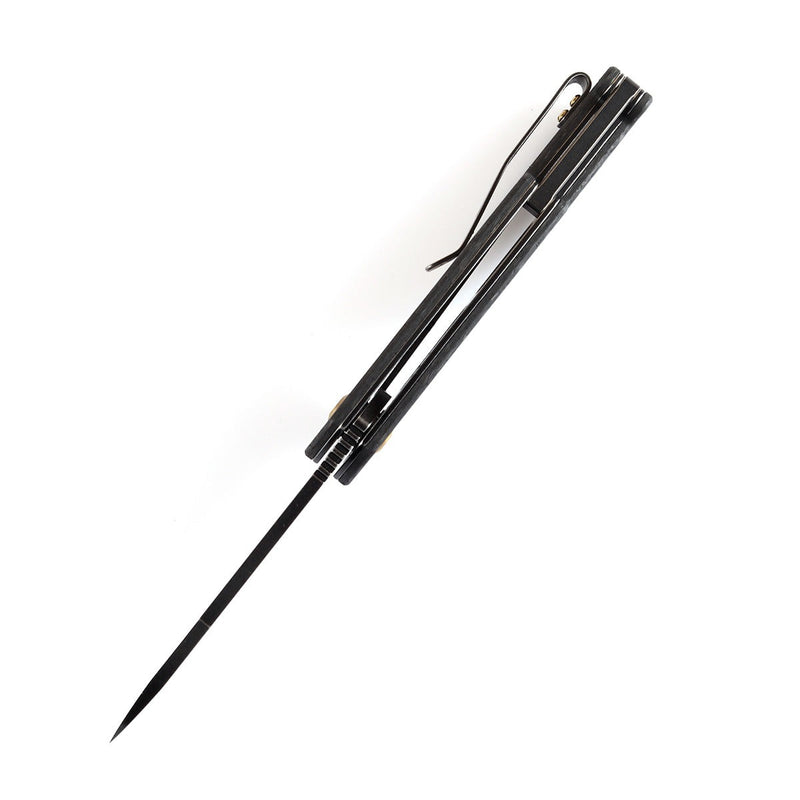 KANSEPT Model 6 Flipper/Thumb Hole Knife Shred Carbon Fiberr Handle (3.1'' CPM 20CV Blade) -K1022A6
