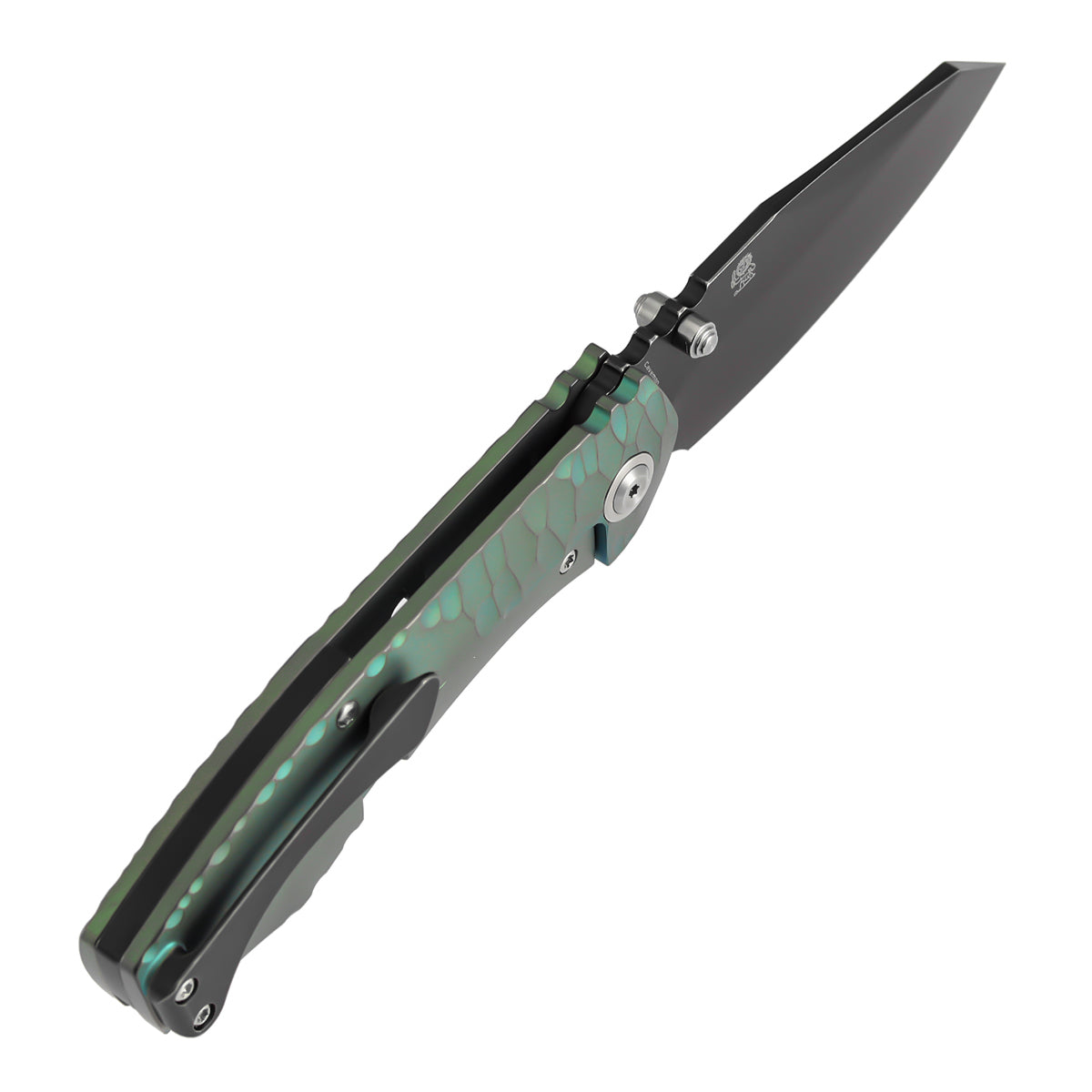 Kansept Caveman | Frame Lock | Green Anodized and Stonewashed