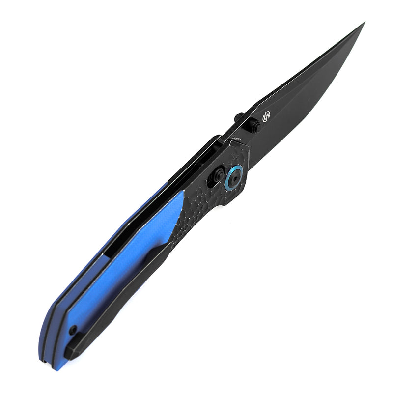 Deadite | Blackwash Aluminum (Rock Texture) with Blue G10 Scales | 3.52" 154CM Blade | Tuffknives Design | T1081V2