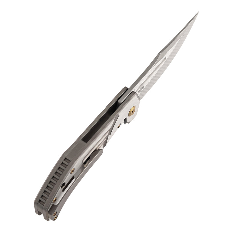 KANSEPT Orion Limited Version Flipper Bronze Anodized and Machine Satin Titanium Handle (3.07" Machine Satin CPM S35VN with CNC Milling Blade) JB Stout Design-K1089B3