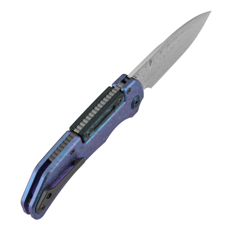 KANSEPT | Hazard | Bali Lock | Crystallized Titanium & Artic Storm Fatcarbon Handle | 3.63" Damascus | Steven Dunnuck Designed | K1104H5