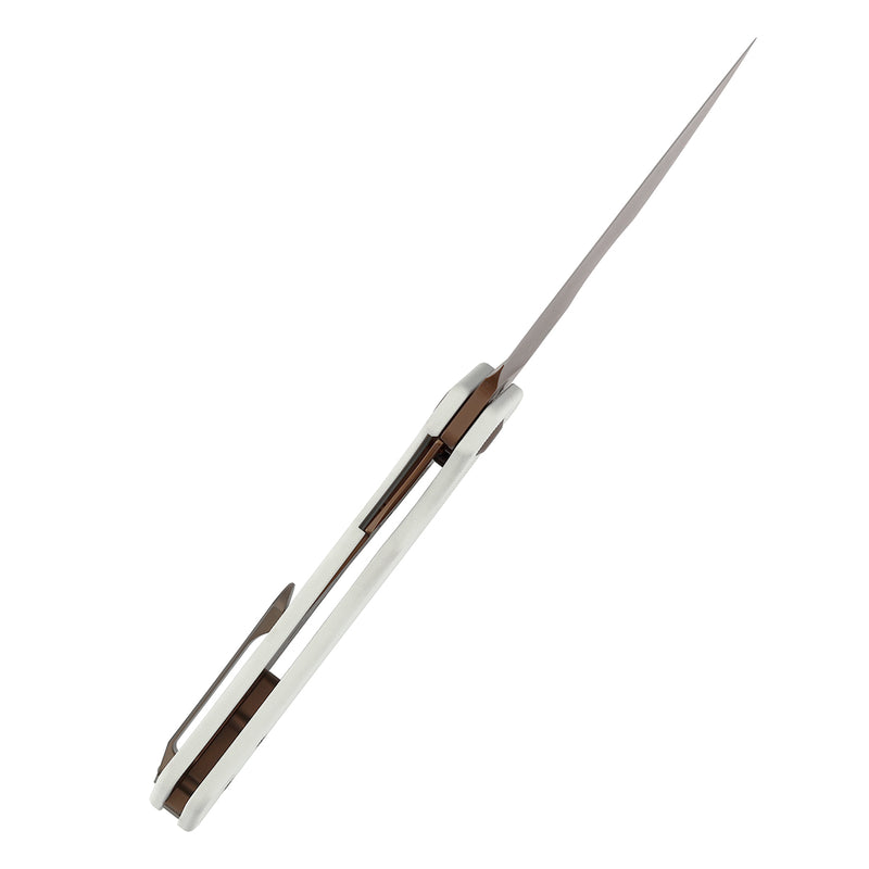 KANSEPT Egress Front Flipper White G10 Handle (3.47" Rose Gold Coated CPM S35VN Blade) Nitch Designs-K1033B3