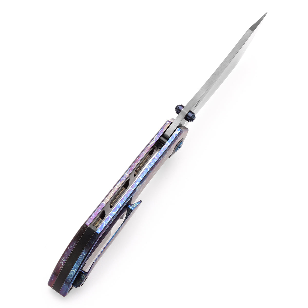 KANSEPT Tipper Thumb Stub Knife Titanium with Lightning Strike