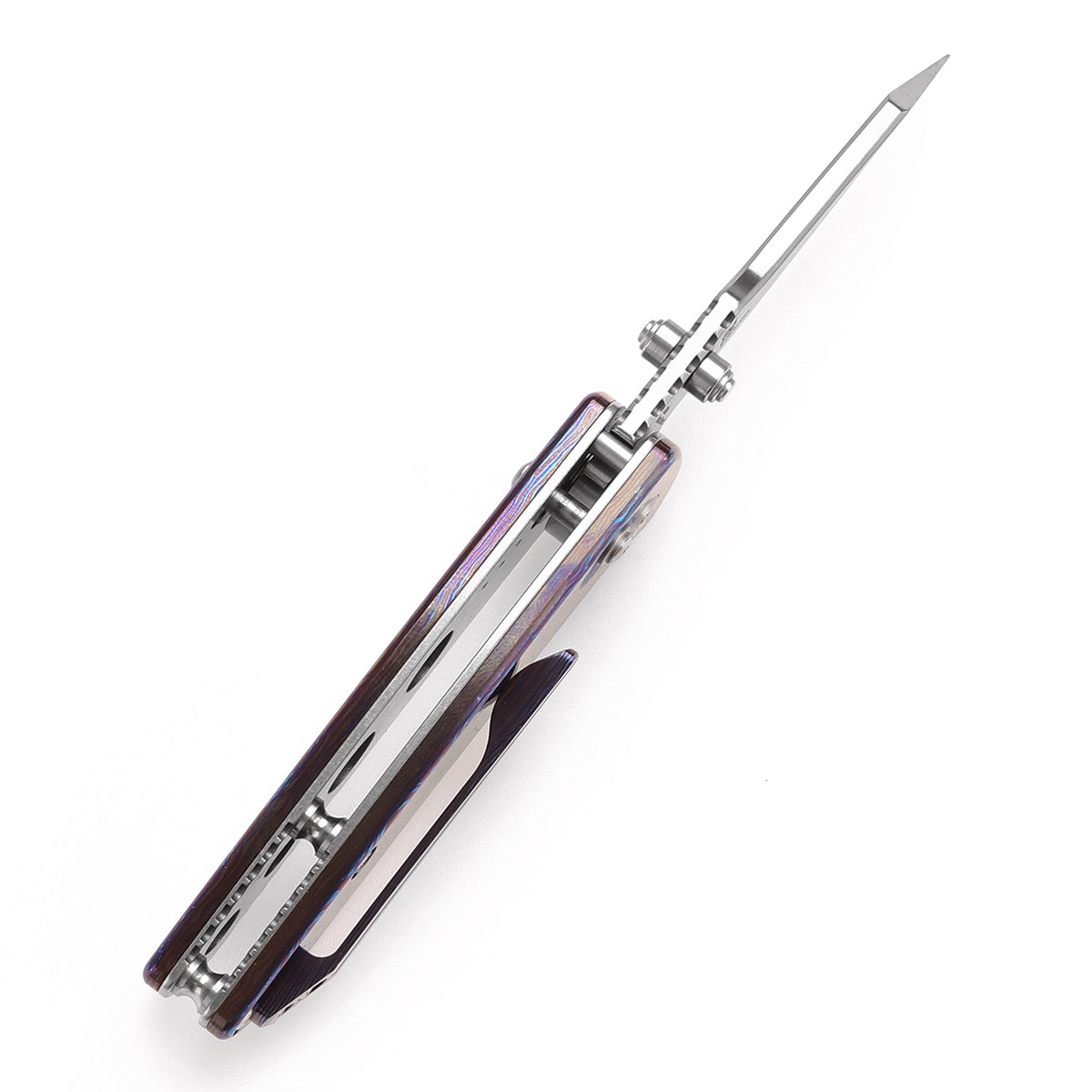 KANSEPT Little Main Street Cross Bar Lock Timascus Handle (2.26