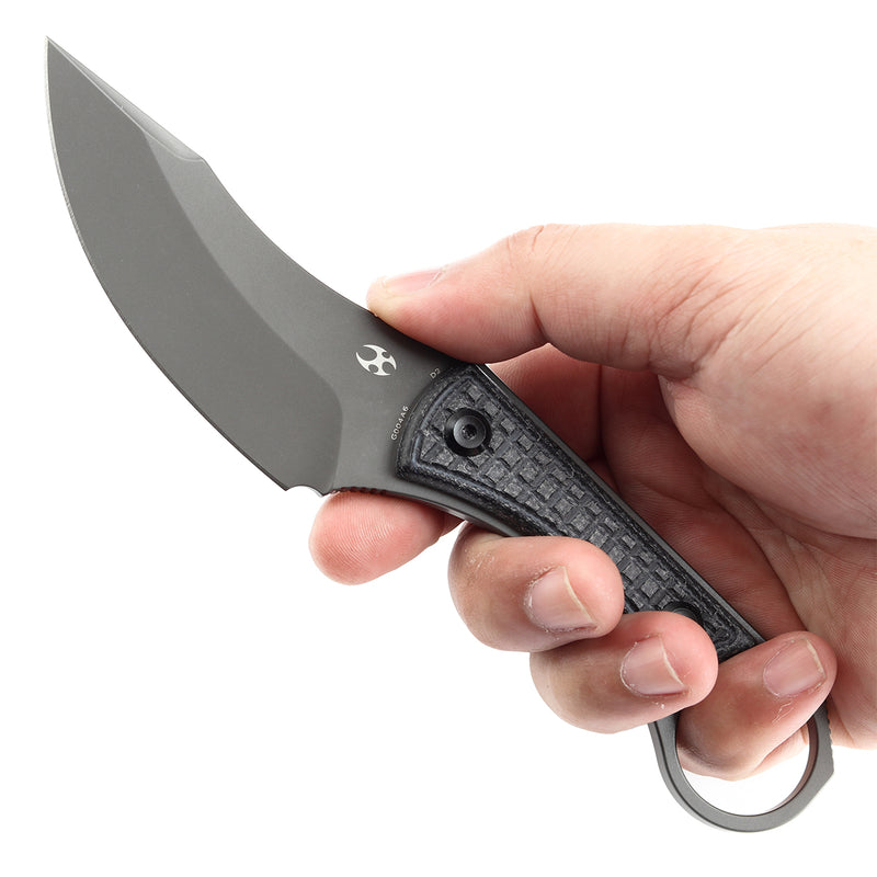 KANSEPT Niko Fixed Knife Black Micarta Handle (3.54''D2 Blade ) with Sheath Marco Knives Design -G004A6