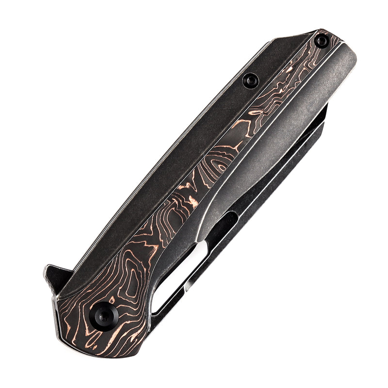 KANSEPT Shard K1006C1 Blackwashed CPM S35VN Blade Blackwashed Titanium and Copper Carbon Fiber Handle With Kim Ning Design