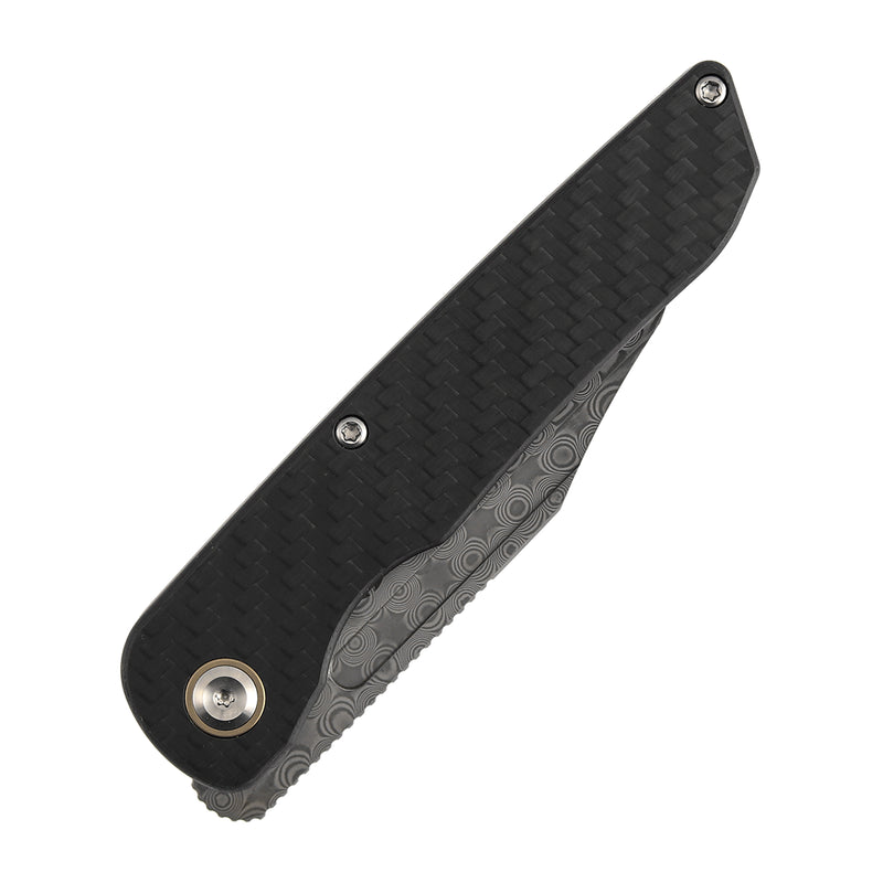 Kansept Nettle  | Liner Lock | Twill Carbon Fiber&G10 | 3.28" Damascus Blade | D. Sharon Design | T1103A1
