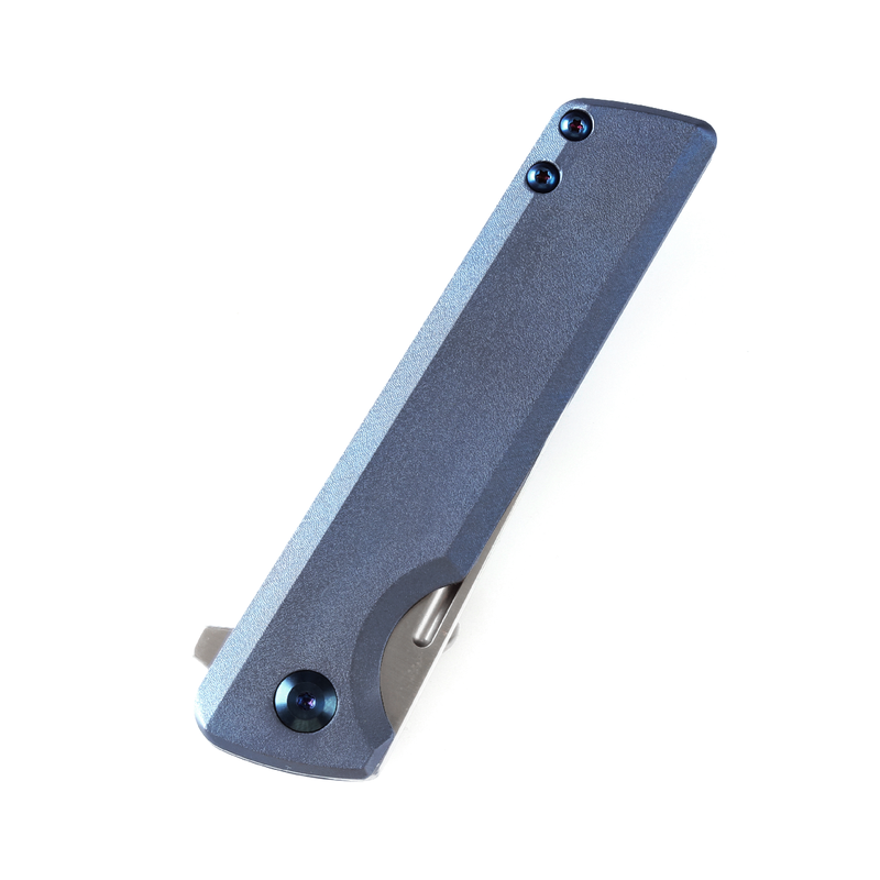KANSEPT Anomaly Flipper Knife Blue Orange Peel Finish Titanium Handle (3.14''CPM-S35VN Blade) Dirk Pinkerton-K2038T3