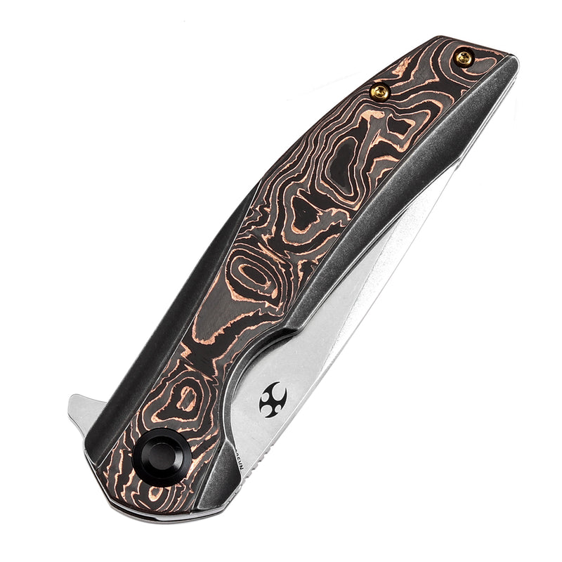 KANSEPT Accipiter Titanium and Copper Carbon Fiber Handle (3.50" CPM S35VN Blade) Kim Ning Design-K1007E2