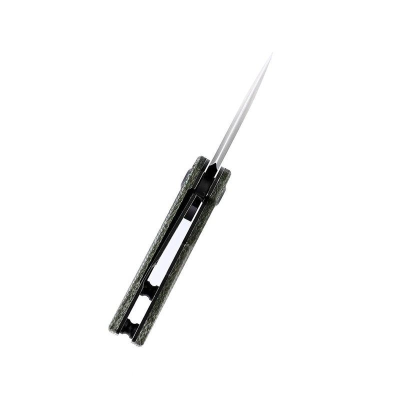 KANSEPT RIO Flipper Knife Green Micarta Handle (1.56'' M390 Blade)4T5 Design-K3044A2