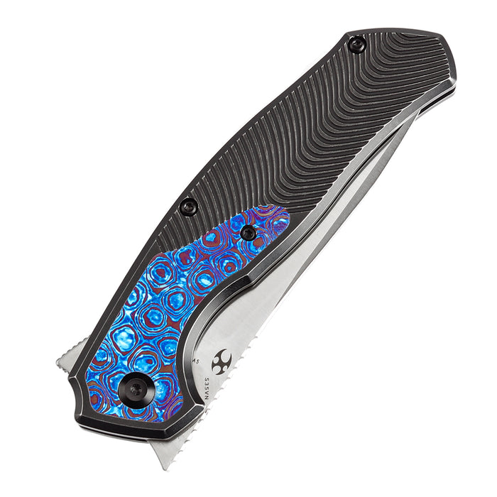 KANSEPT HAVØRN Flipper Blackwash Titanium with Timascus Inlay Handle with Timascus Clip (3.48''CPM S35VN Blade )Djinn Design -K1069A5