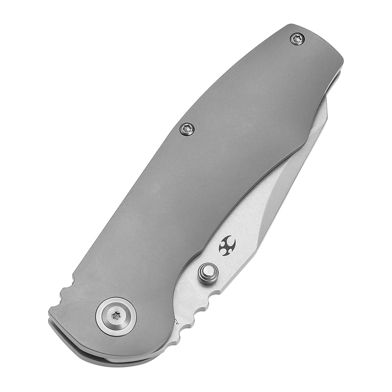 KANSEPT Caveman Thumb Stub Stonewashed Titanium Handle (3.57" CPM 20CV Blade) with Jesse Pauley Design-K1110A1