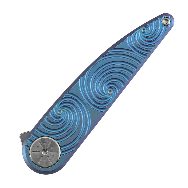 Symétrix | Frame Lock | Blue-Purple Anodized Titanium with Swirl Pattern | 2.85" CPM S35VN | Alain André Design | K2141A4