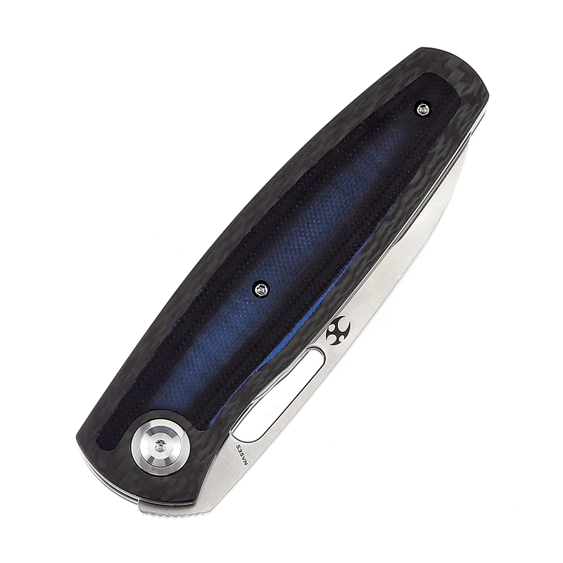 KANSEPT Mato K1050A4 Satin CPM-S35VN Blade Twill Carbon Fiber +Blue Black G10 Handle with Villella Knives Design