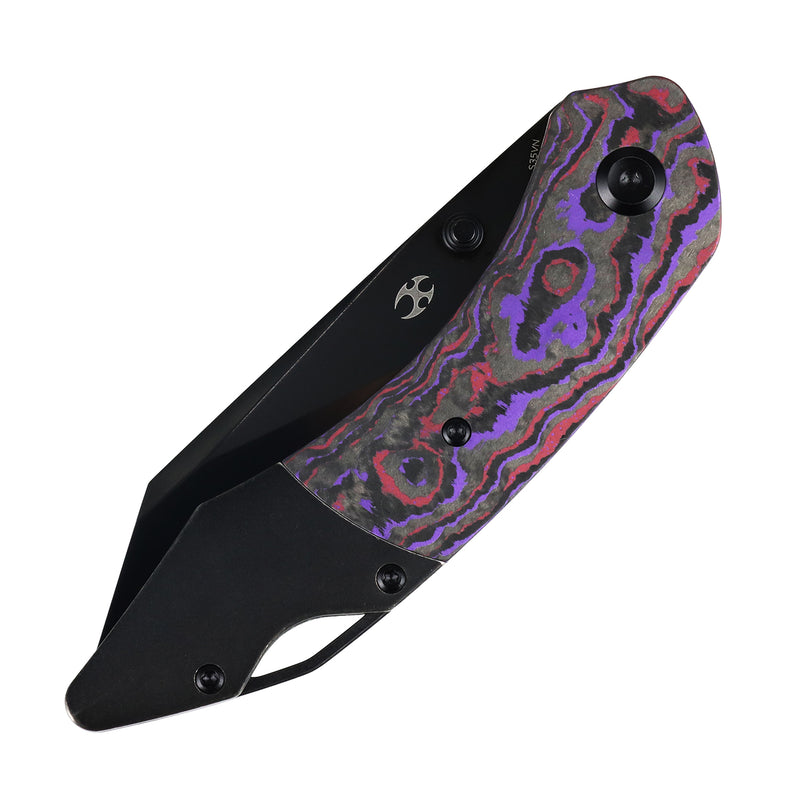 Exclusive | K9 | Bolster Liner Lock | Purple Haze Fatcarbon & Balckwash Titanium | 3.63" Black Mirror DLC CPM S35VN| Keanison Knives Design | K1151A5