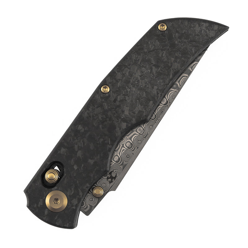 KANSEPT SIF Crossbar Lock Shred Carbon Fiber Handle (3.76" Damascus Blade) AGO Knives Designed- K1100V4