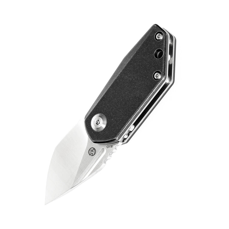 KANSEPT RIO Flipper Knife Black Titanium Handle (1.56'' M390 Blade)4T5 Design-K3044A1