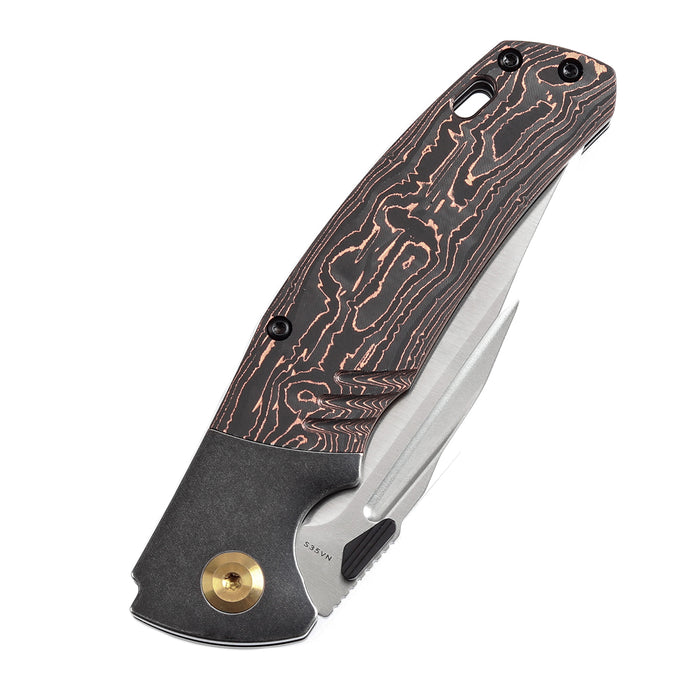 KANSEPT Hinterland Thumb Stub Blackwash Titanium and Copper Carbon Fiber Handle (3.58" CPM S35VN Blade) Morgan Koens Design-K1057A4