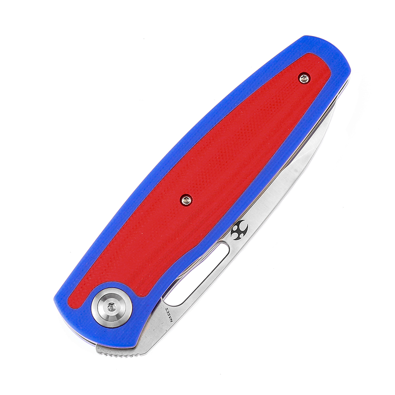 KANSEPT Mato K1050A1 Satin CPM-S35VN Blade Blue and Red G10 Handle with Villella Knives Design