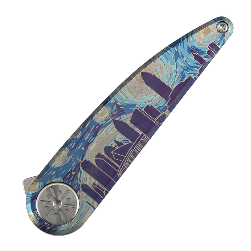 Kansept 2026 Blade Show Atlanta Exclusive Symétrix  | Frame Lock | Titanium with Anodized Art with Custom "Starry Night Over Atlanta" Motif |2.8'' Satin CPM S35VN Blade | Alain André Design | K2141BS1