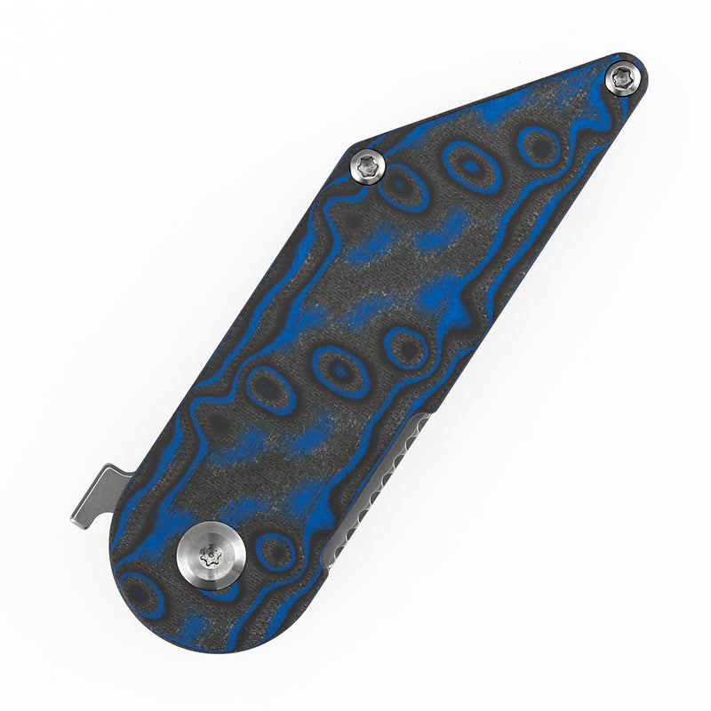 KANSEPT | Dash Liner Lock | Blue & Yellow Vortex Micarta | 2.26" 154CM Blade | Pinkerton Knives | T2045A3