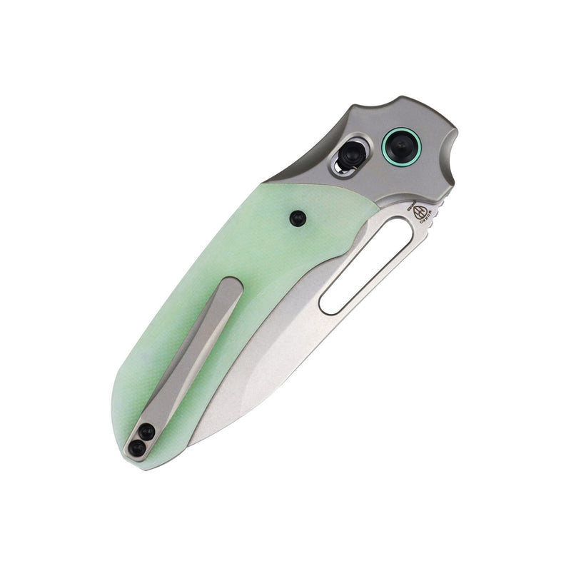 Quasar | Cross Bar Lock | Glow-in-the-Dark Green G10 | 3.38" 154CM | Munko Knives | T1099V5