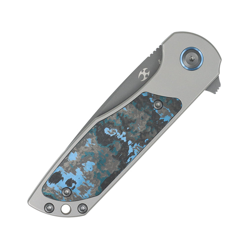 Ptarmigan | Frame Lock | Beadblasted Titanium & Arctic Storm FatCarbon | 3.12" Gray TiCn Coated CPM S35VN | Jared Price Design | K2055A4