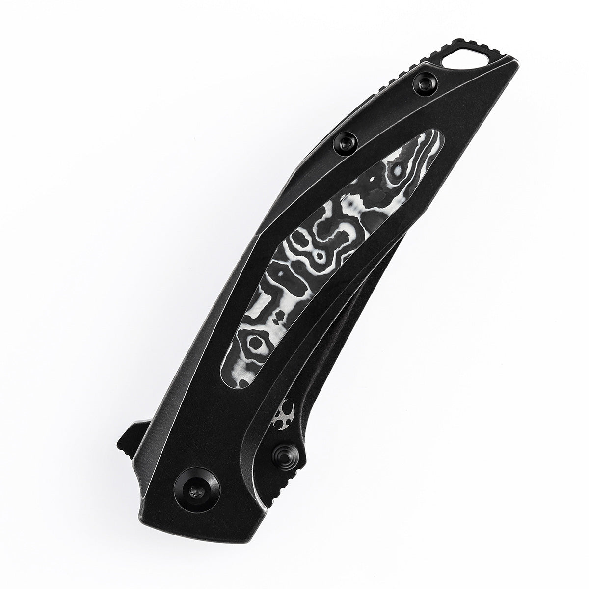 KANSEPT Baku Flipper/Thumb Hole Knife Titanium + Black White