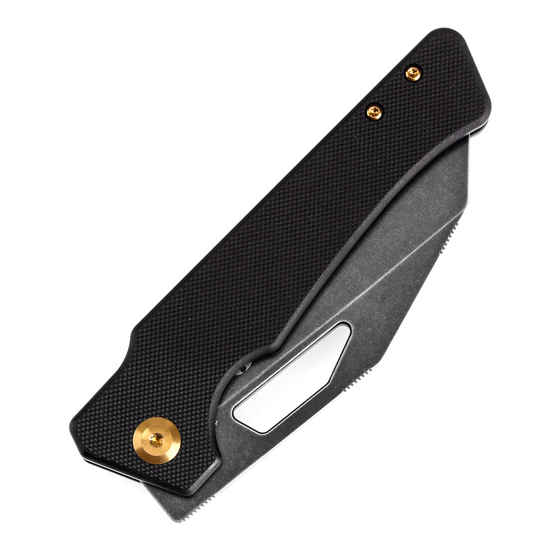 KANSEPT Egress T1033A1 Black Stonewashed 14C28N Black G10 Handle with Nitch Designs Design