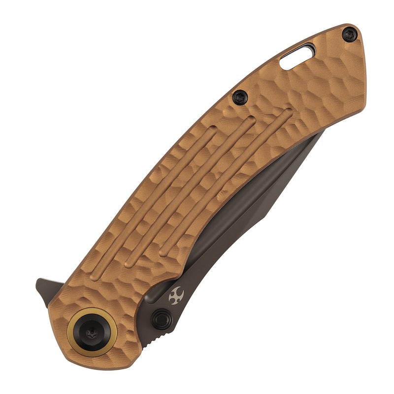 Kansept Pretatout | Golden Aluminum with Rock Texture | 3.56" CPM S35VN Blade | Kmaxrom Design | K1032A7