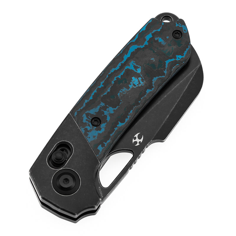 KANSEPT Nahual Crossbar Lock Knife Blackwash Titanium with Arctic Storm  Fatcarbon Handle(2.95" Magnacut Blade)Javier Garcia Design-K2125V4