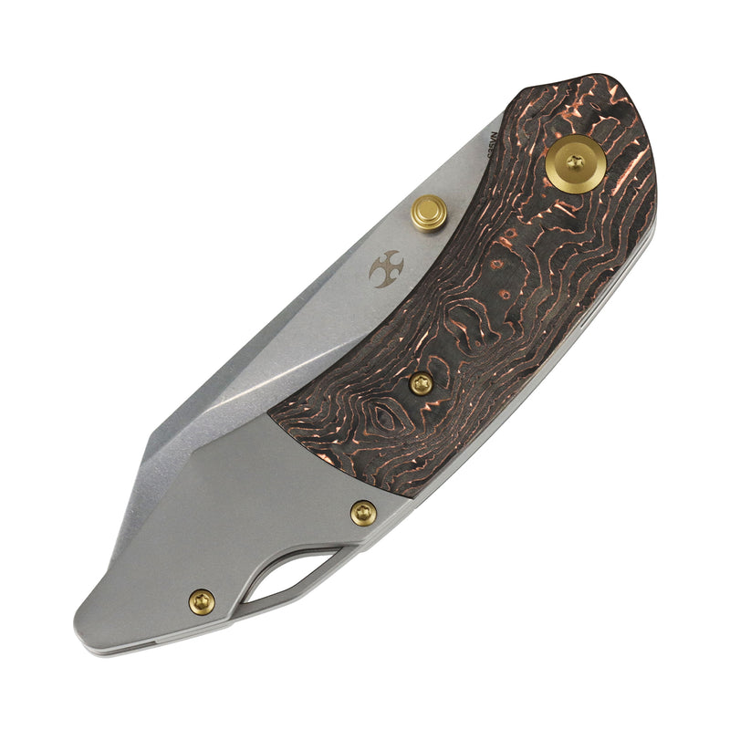 K9 | Bolster Liner Lock | Copper Carbon Fiber & Plain Titanium | 3.63" CPM S35VN | Keanison Knives Design | K1151A2