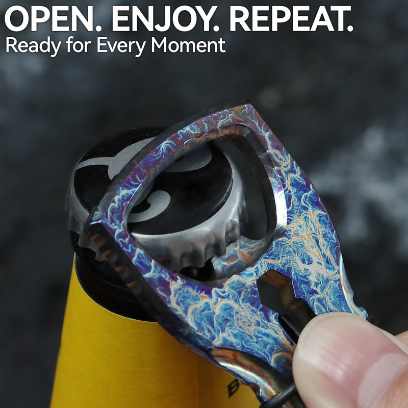 PryOfSorts Titanium EDC Multi-Tool | Pry Bar, Bottle Opener & Magnetic Bit Driver | Lightning Strike Finish | Designed by Koch Tools-C010A3