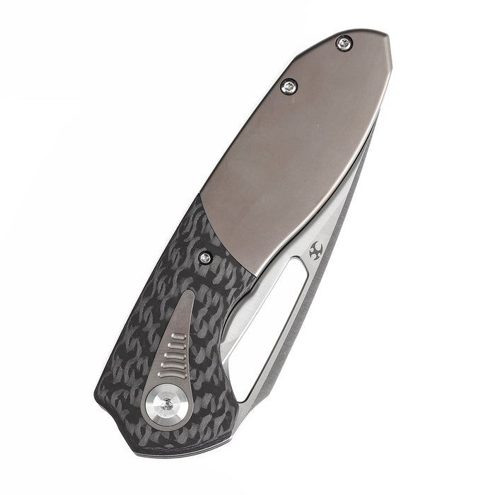 KANSEPT Thoth Thumb Hole Knife Twill Carbon Fiber and Titanium Handle (3.43''CPM 20CV Blade ) Sparrow Knife Co Design -K1075T3