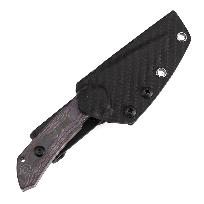 Kansept Fenrir | Exclusive | Fixed Blade | Purple Haze Fatcarbon Handle |2.87" CPM S35VN Blade | Sparrow Knife Design | KG3034A4