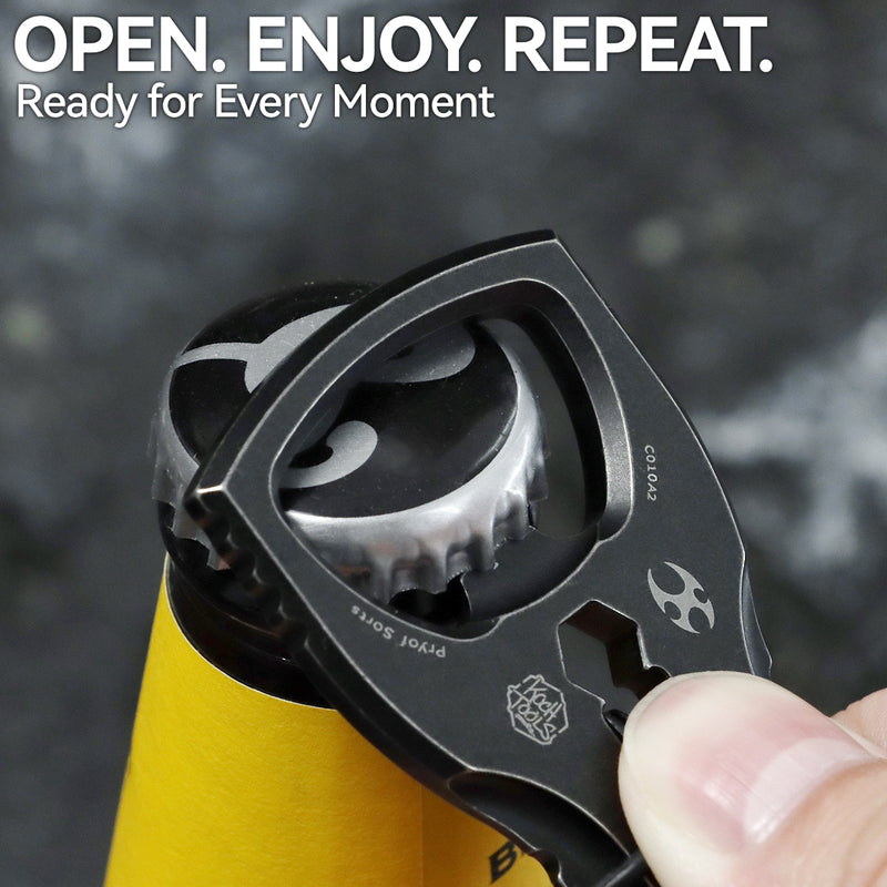 PryOfSorts Titanium EDC Multi-Tool | Pry Bar, Bottle Opener & Magnetic Bit Driver | Blackwash Anodized | Designed by Koch Tools-C010A2