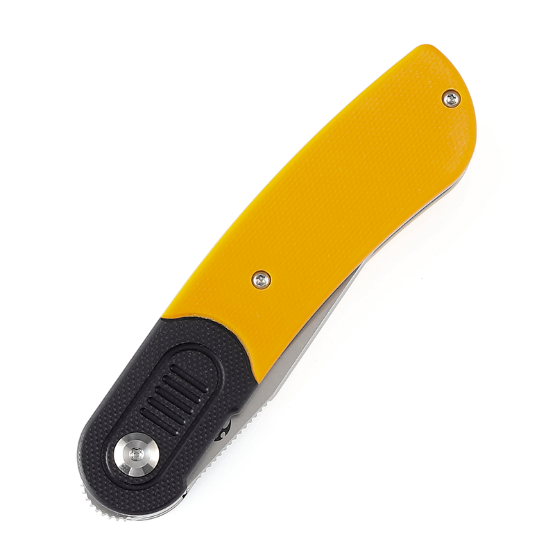 Reverie T2025B7 Stonewashed 154CM Blade Black and Yellow G10 Handle Design by Justin Lundquist