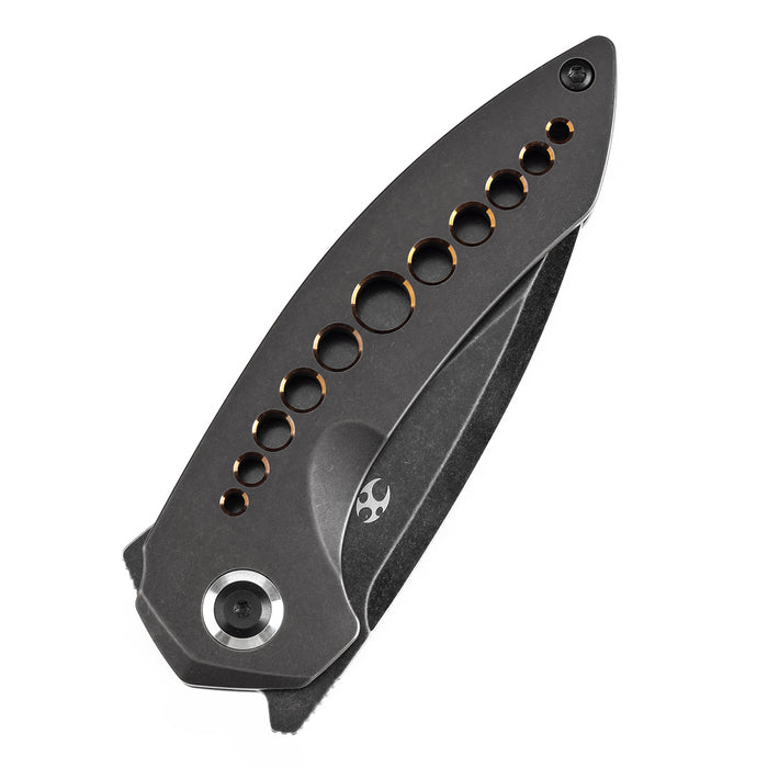 KANSEPT ODD 21 Front Flipper Blackwash Titanium with Bronze Anodized Holes Handle (3.08'' CPM 20CV Blade) Tuffknives Design -K1077A1