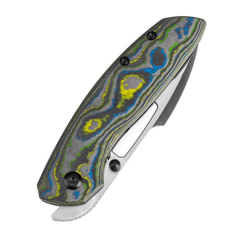 KANSEPT Link Thumb Studs Gecko Camo Carbon and Titanium Handle (3.0''CPM 20CV Blade ) Johnathan Shaw Design-K1068A2
