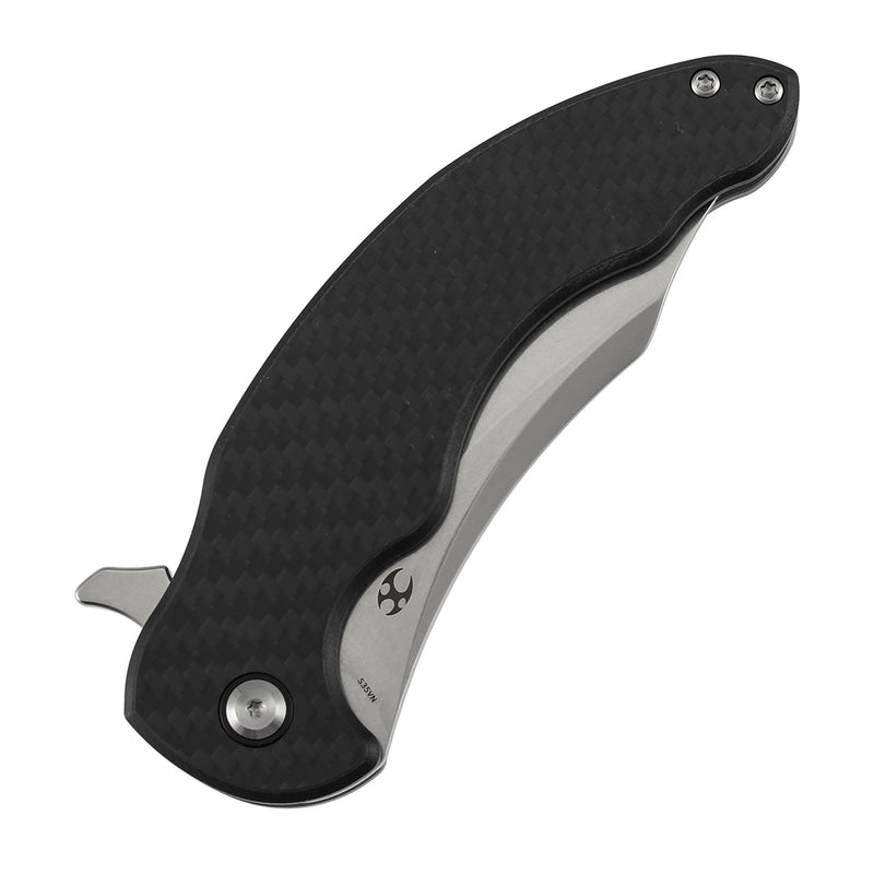 KANSEPT Gilgamesh Flipper Twill Carbon Fiber & G10 with Stonewashed Titanium Handle ( 3.75" CPM S35VN Blade) Andreas Goltz Designed- K1128A1