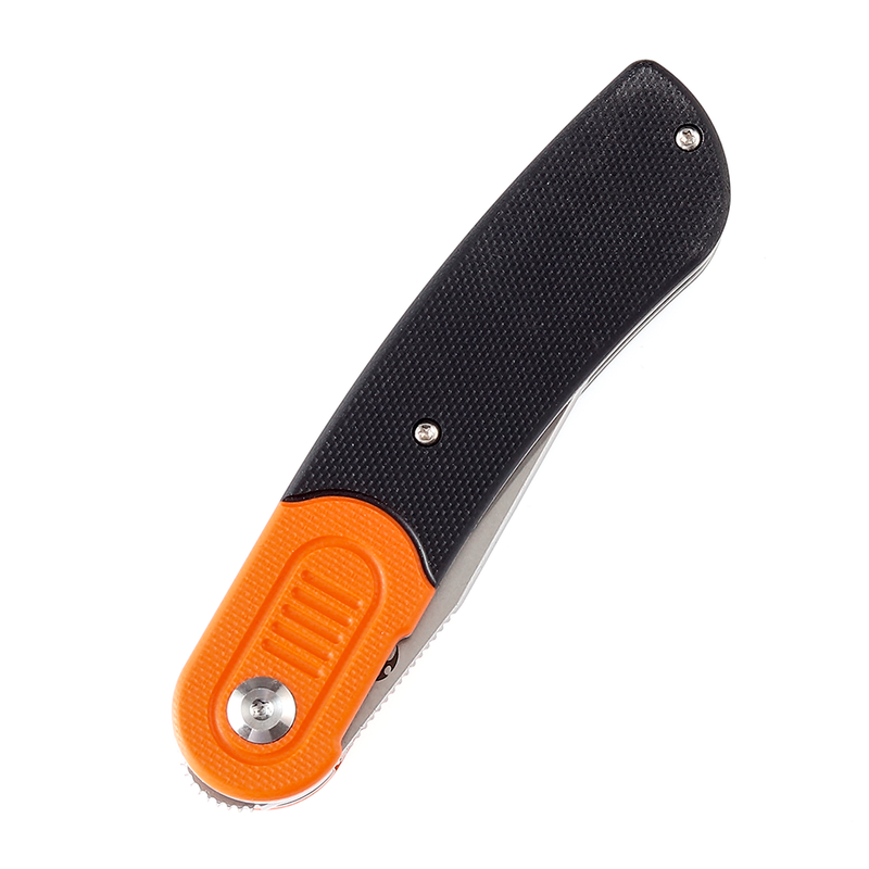Reverie T2025B8  Stonewashed 154CM Blade Orange and Black G10 Handle Design by Justin Lundquist