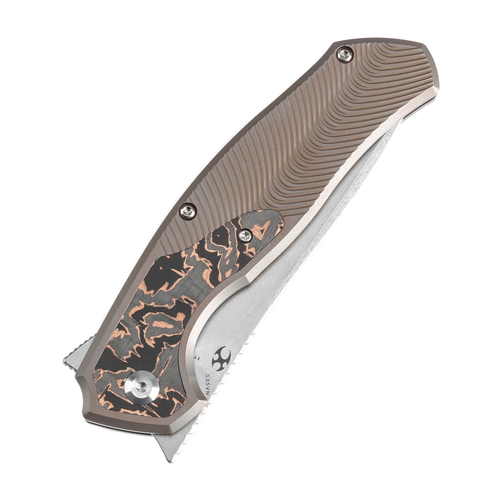 KANSEPT HAVØRN Flipper Bronze Anodized Titanium with Copper Carbon Fiber Inlay Handle (3.48''CPM S35VN Blade )Djinn Design -K1069A4