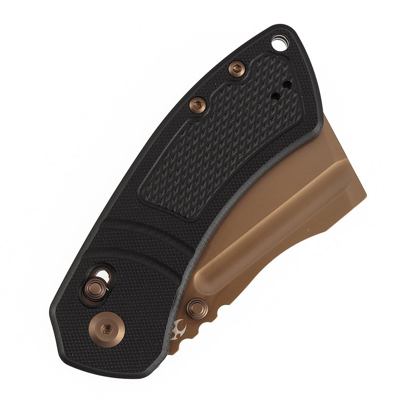 Kansept Korvid V | Crossbar Lock | Black G10 with Diamond Pattern | 2.91" Rose Gold Coated D2 Blade | Koch Tools Designed | TE2030V1