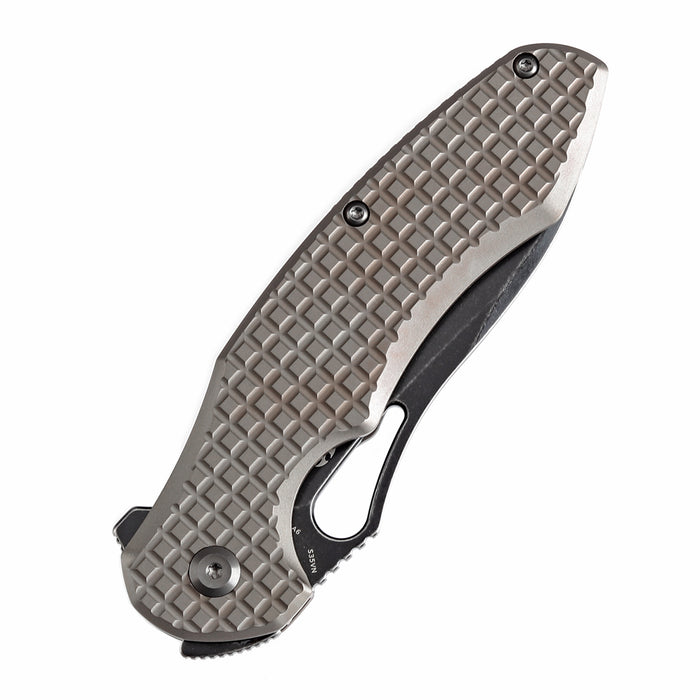 KANSEPT Echis Thumb Hole Bronzed Anodized Titanium with Frag Pattern Handle (3.45''CPM S35VN Blade ) Djinn Design -K1071A6