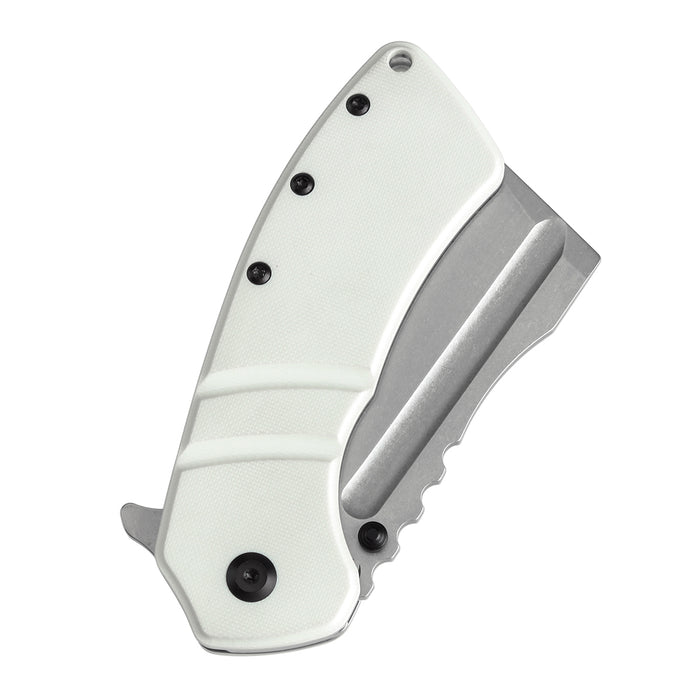 KANSEPT XL Korvid Flipper Knife White G10 Handle (3.55'' 154CM Blade) Koch Tools Design-T1030A9