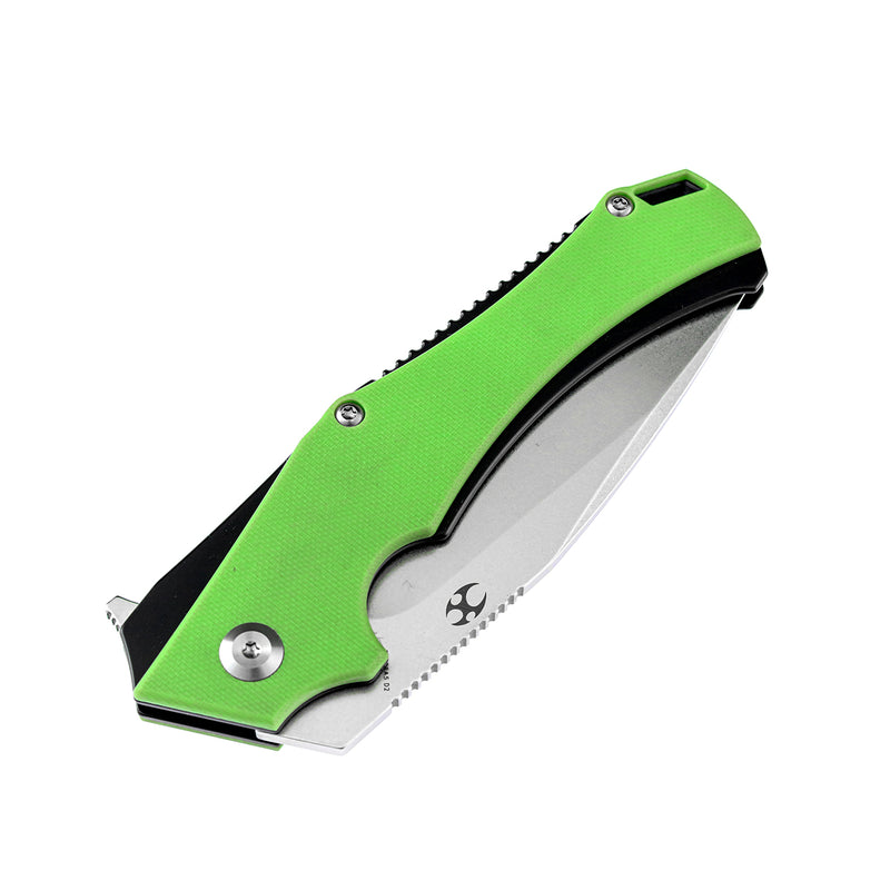 KANSEPT Hellx T1008A5 Stonewashed D2 Blade Green G10+ Black Anodized Stainless Steel Handle with  Mikkel Willumsen Design