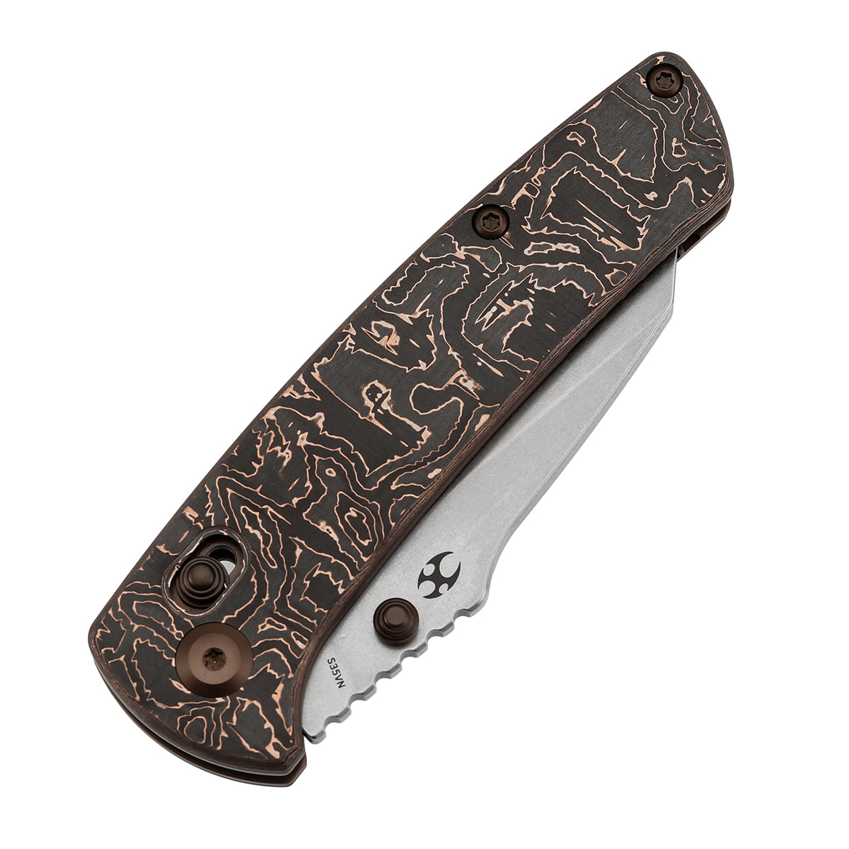 KANSEPT Main Street Crossbar Lock Knife Copper Carbon Fiber Handle