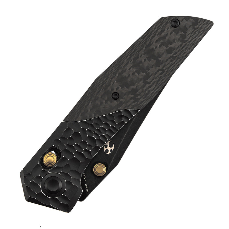 Deadite | Blackwash Aluminum (rock texture) with Twill Carbon Fiber Scales | 3.52" 154CM Blade | Tuffknives Design | T1081V4